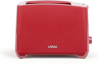 Livoo DOD162N 2 Slot Toaster – 650-750W, 3 Functions, 7 Levels, Removable Crumb Catcher – Chili Red