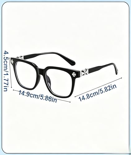 Image of 1-Pack Blue Light Glasses, 138x53mm, black silver, Transparent Computer Glasses, Clear Glasses for Women, Men, Super Lightweight, Suitable for most people