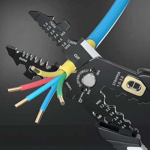 Image of Daccfy All in 1 Multifunction Stainless Steel Wire Stripper /Wire Crimping Tool, Wire Cutter, Wire Crimper, Cable Stripper, Wiring Tools (25 in 1 wire stripper)