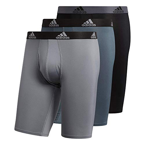 adidas Men s Performance Long Boxer Brief Underwear (3-Pack), Onix Grey Black Grey, X-Large