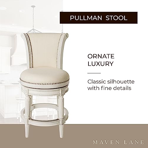 Maven Lane Pullman High-Back Kitchen Swivel Bar Stool, White Oak, Counter Height, Set Of 4 #TOP4