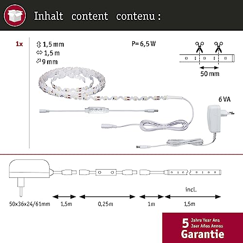 Paulmann 78961 LED Strip FlexLED 3D Basic Set 1.5m incl. 1x5 watt dimmable Lighting Strip White Light Strip Plastic LED Strip 3000 K - Image 2