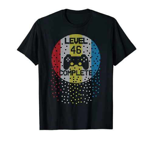 Nivel 46 cumpleaños 46 años completos Cool Pixel Gaming Nerd Camiseta