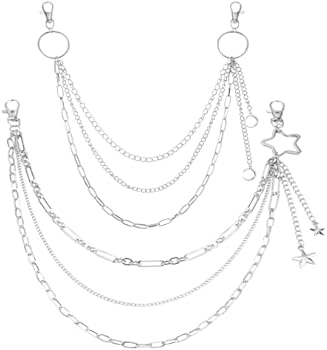 3 Stuks Rock Hiphop Taille Ketting, Gotische Punk Broek Ketting, Hiphop Broek Ketting, Mode Hip Hop Broek Ketting, Jeans Portemonnee Ketting, voor Heren en Dames Jeans Portemonnee Riem - Zilver