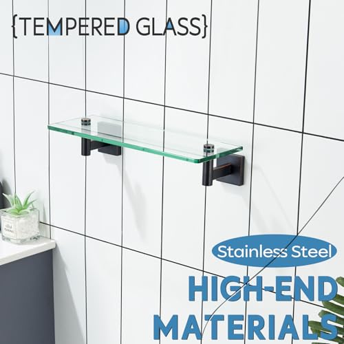 KOKOSIRI Wall Shelves Bathroom Hardware Glass Floating Shelf Small Hanging Rack Storage/Room Decor 12-Inch Oil Rubbed Bronze 2 Pack B1105ORB-L12-P2 by KOKOSIRI - Image 7