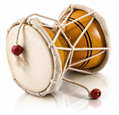 3 Inch Small Handmade Traditional Authentic Wooden & Leather Classical Indian Folk Dumroo Damroo...