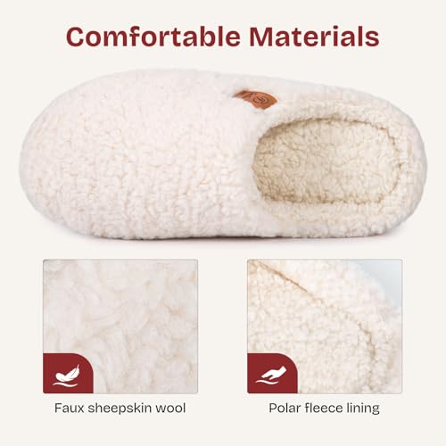 EverFoams Women's Fuzzy Slip-on Slippers Soft Comfy Memory Foam Indoor House Shoes3