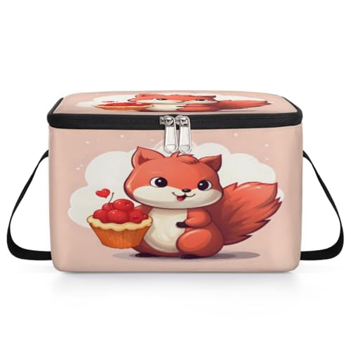 GzLeyigou Squirrel Lunch Bags for Women Men 9 Cans, Hot & Cold Food Delivery Bag Insulated Grocery Bag Insulated Lunch Box Animal Cooler Bag for Office Work Picnic Beach