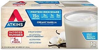 Atkins Gluten Free Protein-Rich Shake, Creamy Vanilla, Keto Friendly, 12 Count