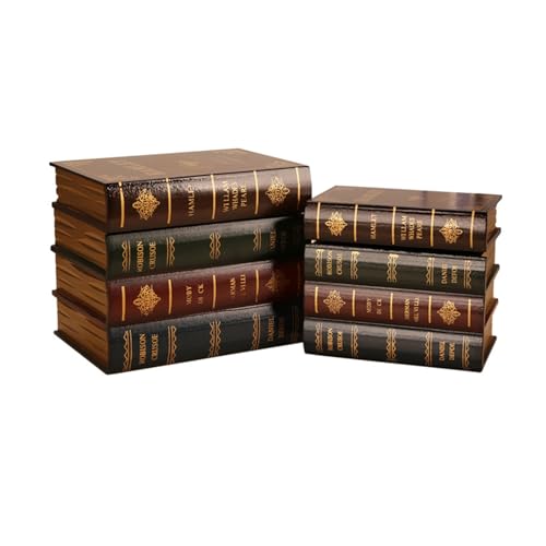 MIATTCLD Decorative Vintage Book Box Wooden Antique Storage Box