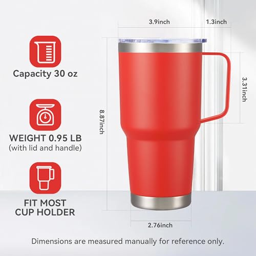 Image of 30 oz Stainless Steel Tumblers Bulk with Handle and Lid, 8 Pack