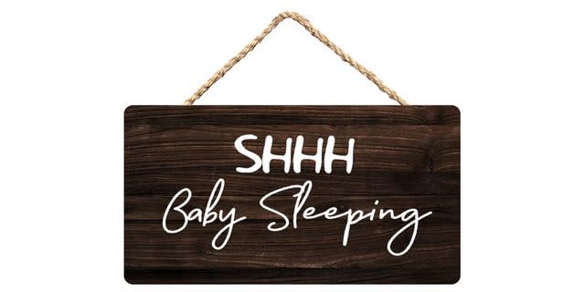 Image of Shhh,Baby Sleeping Rustic Wood Sign 12 X 6 Inches, Decor Wall Hanging Plaque For Home Front Door Wall Entryway Porch