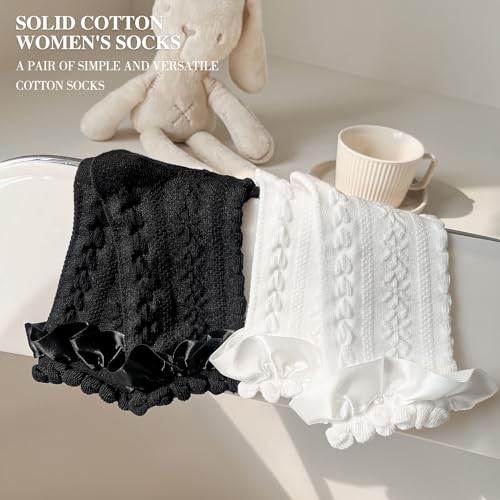 Women Lace Socks Ruffle Frilly Socks - Comfortable Cotton Socks Cute Socks Princess Lolita for Ladies Gril2