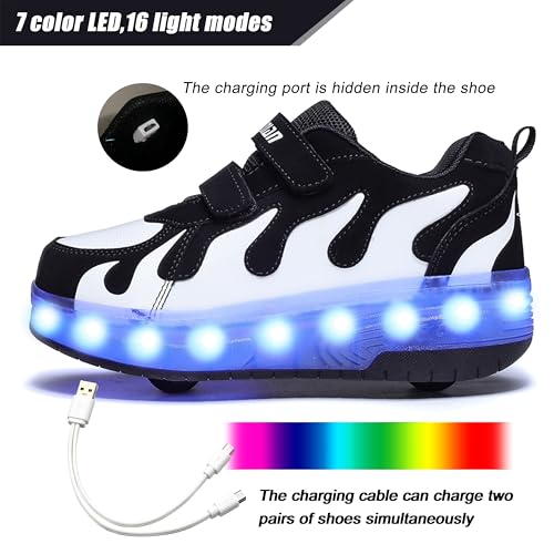 Aikuass USB Chargable LED Light Up Roller Shoes Wheeled Skate Sneaker Shoes for Boys Girls Kids2