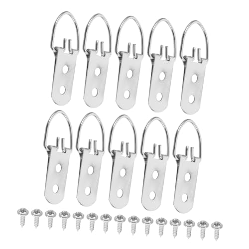 Image of 12pcs Heavy Duty D- Hooks for Picture Hanging Picture Frame Hardware with Screws Sturdy Wall Attachment for Artwork and Frames Easy Installation