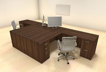 Two Persons Modern Executive Office Workstation Desk Set, CH-AMB-F19