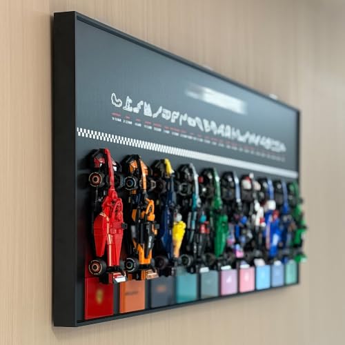 Image of iLuane Display Wallboard for Lego Speed Champions Collector's Pack 66802, Holds 10 Cars in One Frame, Adult Collectibles Wall Mount, Home or Office Decor, 77242-77251 Style B (No Car Included)
