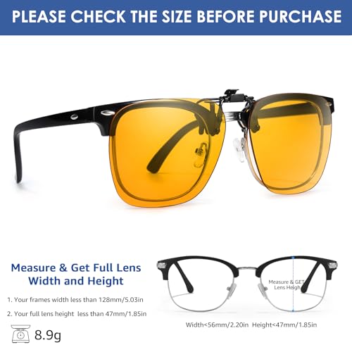 Image of DreamCalf 2 Pack Clip On Blue Light Glasses for Women Men, Fit Over Prescription Eyewear Reduce Computer Eye Strain