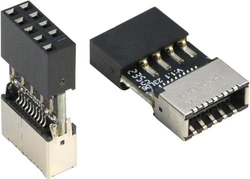 RIITOP Adaptador de expansión USB 2.0 a USB 3.2 Gen 1 Header para placa base con tipo E Key-A hembra Panel frontal hembra a 9 pines Header Adaptador de conversión interno