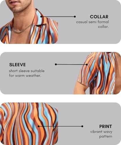 Image of DHRUVI Trendz Men Rayon Shirt | Casual Stylish | Printed | Half Sleeve | Foraml Shirts| Regular Fit | Summer Button Down