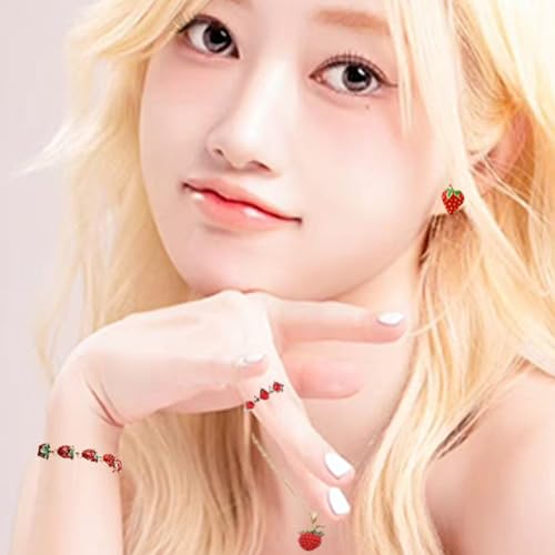 Strawberry Jewelry Set - Earring and Necklace Sets, Cute Big Red Earrings, Funny Necklace, Accessories, Costume Jewelry for Women3