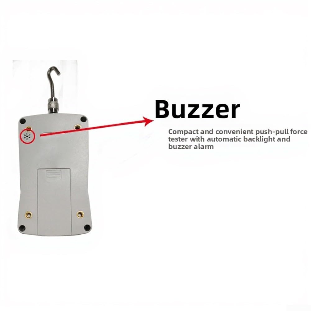 Medidor digital de fuerza de empuje y tracción 50 N con alarma de retroiluminación para control de calidad y pruebas de materiales, 124 x 60 mm (50 N)