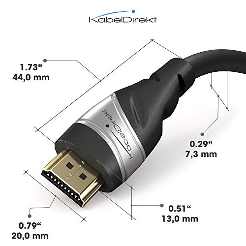 Image of KabelDirekt - 10K & 8K HDMI 2.1 Cable - 10ft, Certified | HDMI 2.1b - Ultra High Speed Cable for PC, PS5, Xbox, Monitor and TV - Black-Silver