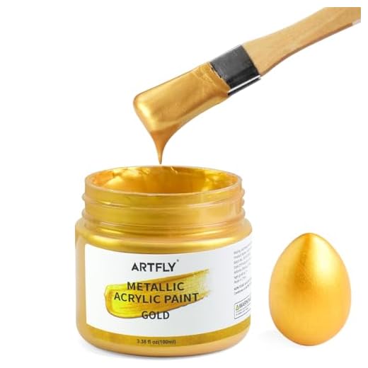 ARTFLY Acrylfarbe Merallic Gold, 100 ml Metallic Goldlack Blattgold für Kunst, Handarbeiten, ungiftig, lichtecht, ideal für Leinwand, Holz, Stoff, Keramik, Stein, Bastelbedarf