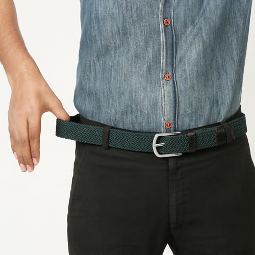 Image of LOUIS STITCH Men's Braided Elastic Stretch Belt with Leather Tipped End Stretchable Canvas Waist Band for Men Women Boys Girls Unisex (Width 3 cm) (BE-EL)