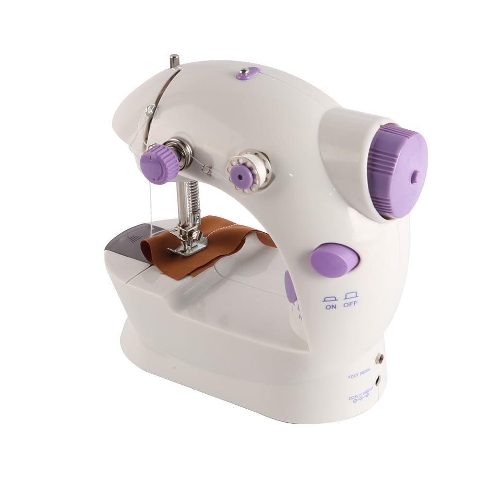 Mini Macchina da Cucire Portatile da 240 V, Macchine da Cucire elettriche a pedalata a Due velocità e Due Fili per Principianti