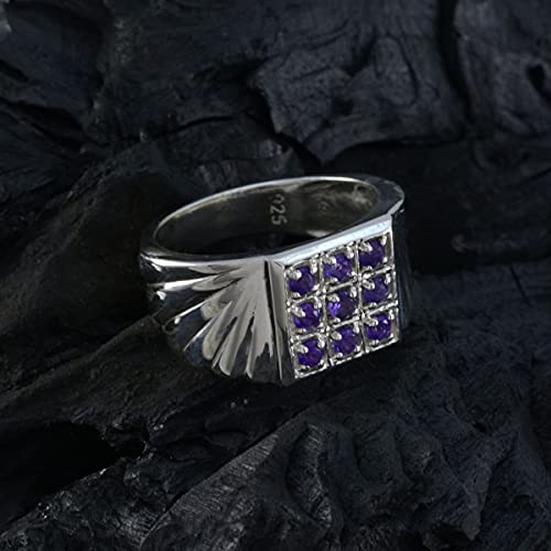 Bagues en améthyste véritable argent sterling 925 femmes tendance - 3