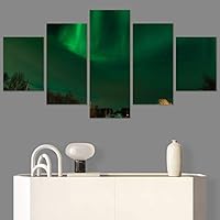 SIGNWIN 5 Panel Canvas Wall Art Astronomy & Space Contemporary Cosmic Dramatic Green Group Photography Realism Ultra for Home Decorations Ready to Hang - 60