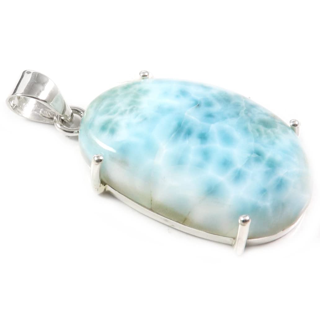 GenericGoyal Impex Women Larimar Natural Gemstone Solid 925 Sterling Silver Pendant Jewelry PQ25