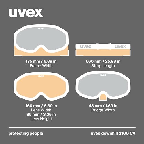 Uvex downhill 2100 CV - kontrastverstärkende Skibrille mit schmalem Rahmen und extra weitem Sichtfeld für Damen und Herren, black SL/opal-yell