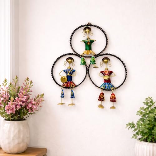 Image of Framing Hub - Handcrafted Iron Metal Multicolor Wall Art Musician Frame for Home Decor | Traditional Tribal Musical Wall Hanging for Living Room, Office & Hall