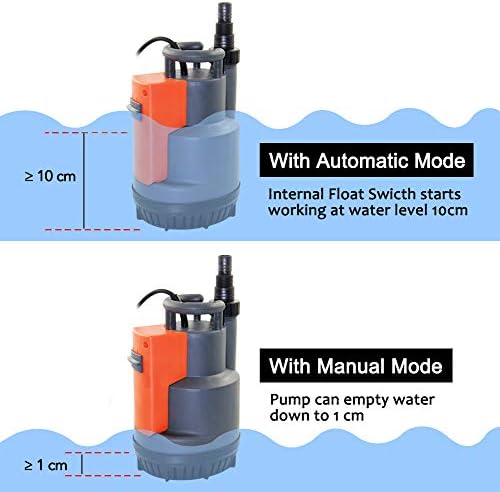VEATON 550W Automatic Submersible Water Pump, Max 11500L/H with Integrated Float Switch, Drain and Transfer Clean Water from Pond, Swimming Pool, Hot Tub