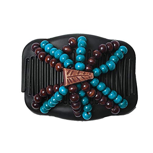 Lovef 3 Pcs Women Magic Hair Combs Wood Beaded Stretch Double Side Combs Clips Bun Maker Hair Accessories Random Color #TOP2