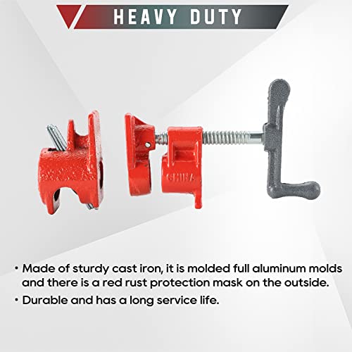 ATPEAM Wood Gluing Pipe Clamp Set | 6 Pack Wood Clamps Heavy Duty Cast Iron Parallel Clamps Quick Release Pipe Clamps for Woodworking (6, 1/2\")