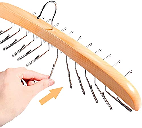 Tie Hanger, Ohuhu Wooden Tie Rack 24 Hook Closet Organizer And Storage 360 Degree Rotating Tie And Belt Organizer, 2 Pack #TOP5