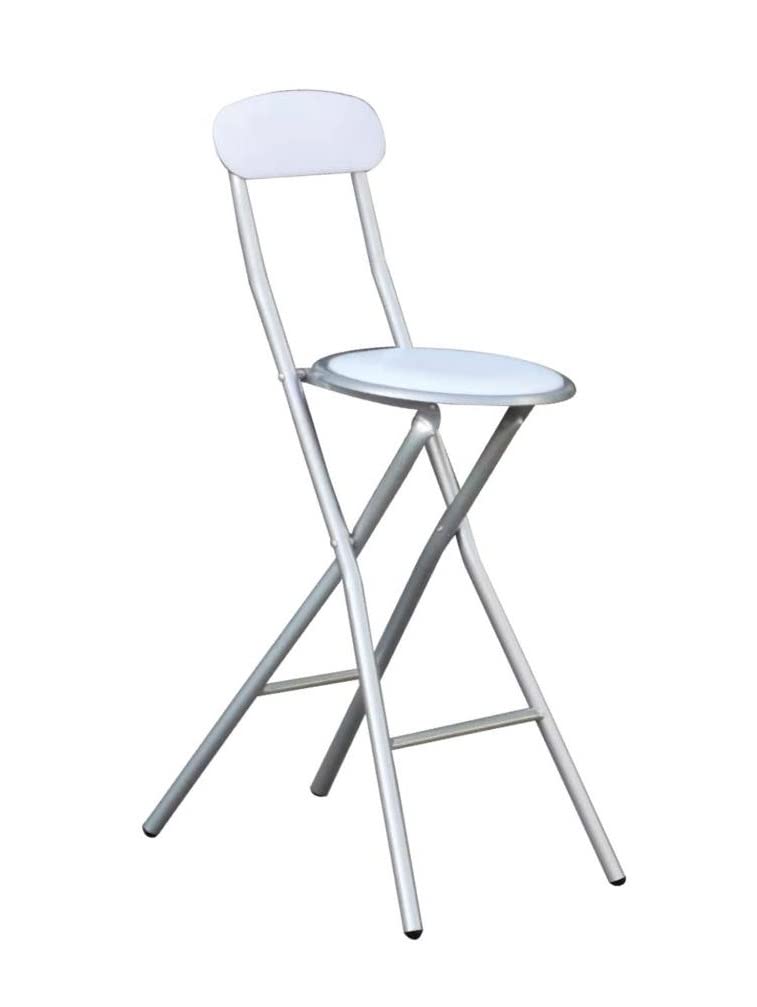 HOMION Colourful Folding Breakfast Round Padded Bar High Chair Stool Kitchen Garden Party Office Stool Seat Free Standing Caravan Camping Easy Folding Chair Bench (White) — image 1