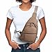 Alldaily Large Sling Bag for Women Crossbody Purse Leather Fashionable Trendy Chest Bag for Travel, Fanny Pack (Beige)