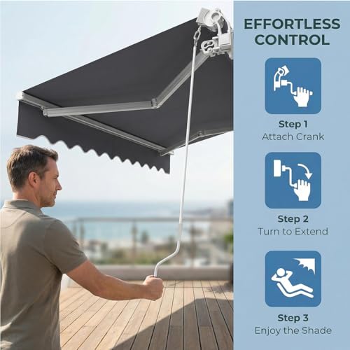 Auvent de terrasse résistant intempéries abri soleil imperméable 200 x 150 cm - 6