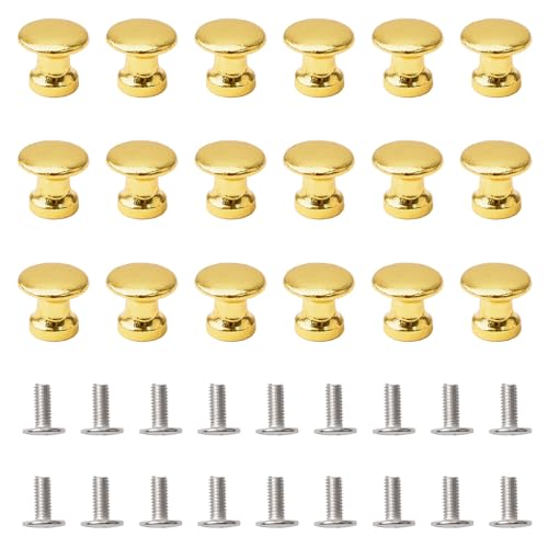 UFURMATE Mini pomos para gabinete, 18 tiradores de aleación de zinc con un solo agujero, pomos decorativos para joyero, caja de regalo (dorado)