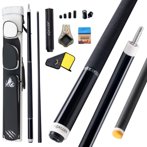 KONLLEN 2.0 Carbon Fiber Pool Cue Set, Low Deflection Pro Taper