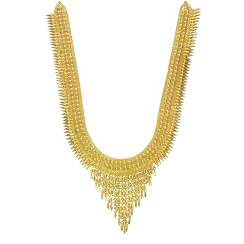 Image of Kollam Supreme Gold Plated Brass Broad Pichimottu /Jasmine Elakkathali Long Chain Necklace, Pack of 1