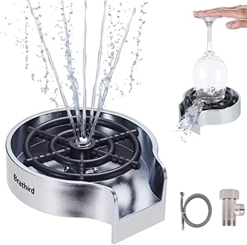 Glass Rinser for Kitchen Sink, Bottle Cup Washer for Sink Attachment, Kitchen Bar Sink Cleaner,Baby Bottle washer, Kitchen Sink Automatic Flushing Device (Include Water T and Water Pipe)