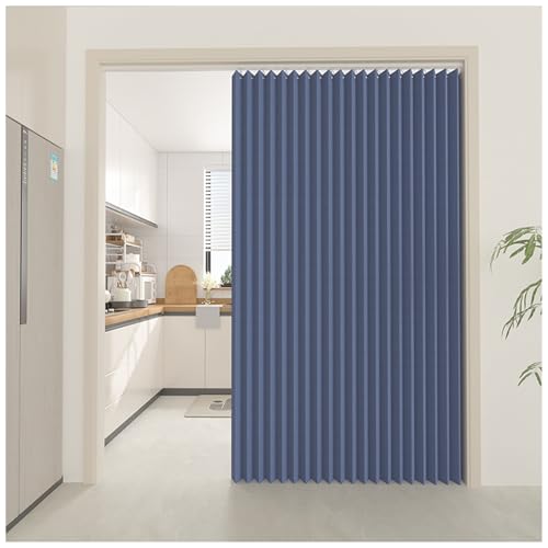 Tende Oscuranti per Porta, Tende Pieghevoli a Fisarmonica per Armadi Senza Porta Resistente all'Acqua Tenda Divisoria per Interni per Camera da Letto, Finestra, Bagno, Porta(Blu,70x180cm)