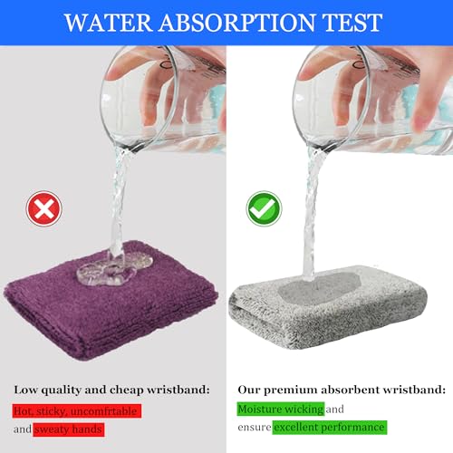 4.3 Inch Sports Wrist Sweatbands for Men Women, Absorbent Wrist Sweat Bands Tennis Wristbands Athletic Cotton Terry Cloth Sweatband for Basketball,Pickleball,Running,Gym,Working Out (6 Pack) -Mixed - Image 4