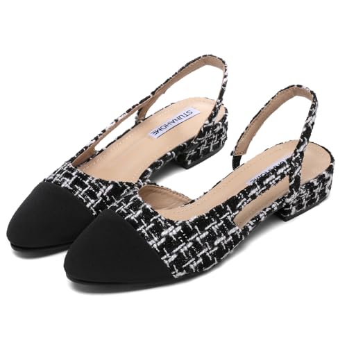 STUNAHOME Womens Slingback Flats Two Tone Closed Round Toe Casual Pumps for Office or Fashion4