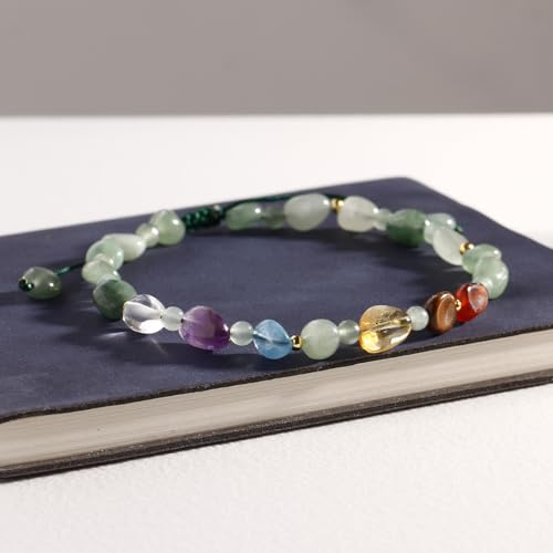 Image of 7 Chakra Crystals and Stones Anklet Irregular Tumbled Gems Beaded Ankle Bracelets for Women Spiritual Energy Meditation Yoga Healing Jewelry Mom's Gifts